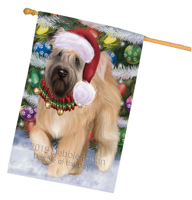 Chistmas Trotting in the Snow Wheaten Terrier Dog House Flag Outdoor Decorative Double Sided Pet Portrait Weather Resistant Premium Quality Animal Printed Home Decorative Flags 100% Polyester FLG69677