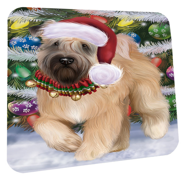 Chistmas Trotting in the Snow Wheaten Terrier Dog Coasters Set of 4 CSTA58691