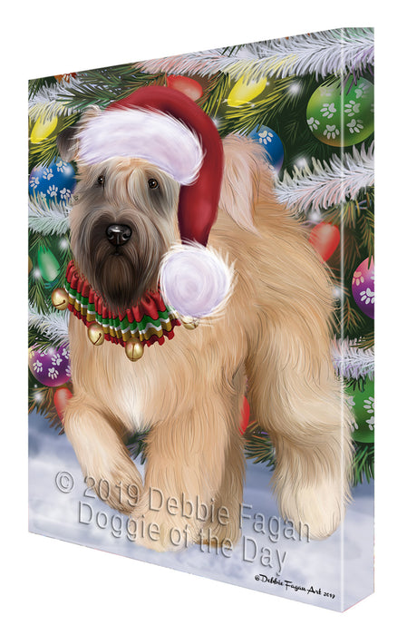 Chistmas Trotting in the Snow Wheaten Terrier Dog Canvas Wall Art - Premium Quality Ready to Hang Room Decor Wall Art Canvas - Unique Animal Printed Digital Painting for Decoration CVS692