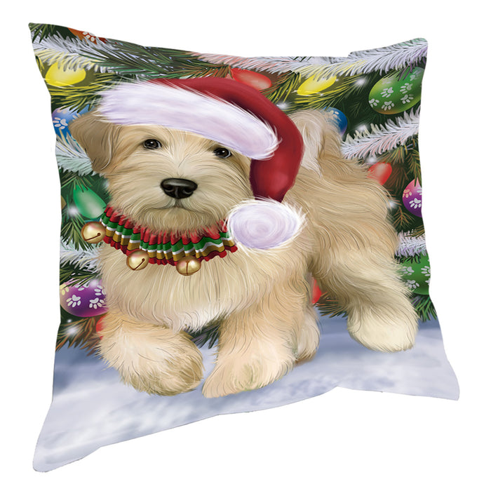 Chistmas Trotting in the Snow Wheaten Terrier Dog Pillow with Top Quality High-Resolution Images - Ultra Soft Pet Pillows for Sleeping - Reversible & Comfort - Ideal Gift for Dog Lover - Cushion for Sofa Couch Bed - 100% Polyester, PILA93943