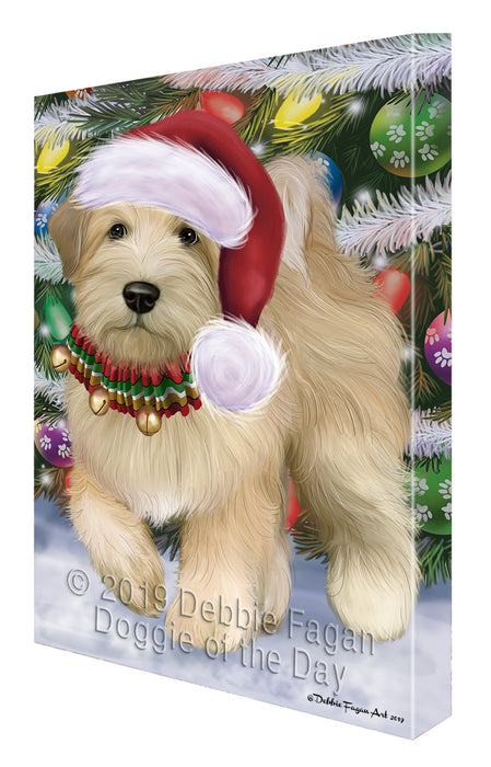 Chistmas Trotting in the Snow Wheaten Terrier Dog Canvas Wall Art - Premium Quality Ready to Hang Room Decor Wall Art Canvas - Unique Animal Printed Digital Painting for Decoration CVS693