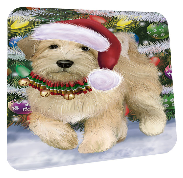 Chistmas Trotting in the Snow Wheaten Terrier Dog Coasters Set of 4 CSTA58692