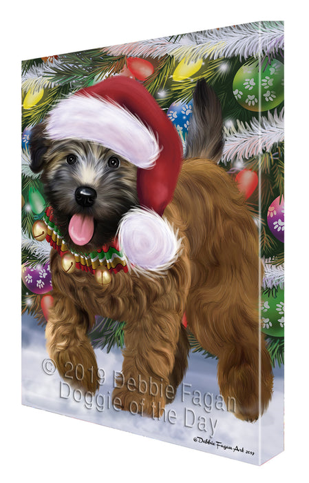 Chistmas Trotting in the Snow Wheaten Terrier Dog Canvas Wall Art - Premium Quality Ready to Hang Room Decor Wall Art Canvas - Unique Animal Printed Digital Painting for Decoration CVS694