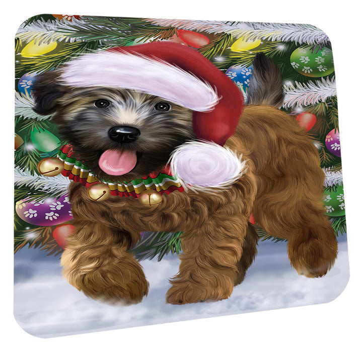 Chistmas Trotting in the Snow Wheaten Terrier Dog Coasters Set of 4 CSTA58693