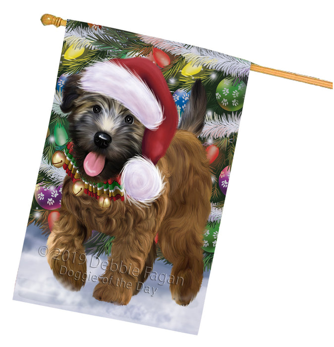 Chistmas Trotting in the Snow Wheaten Terrier Dog House Flag Outdoor Decorative Double Sided Pet Portrait Weather Resistant Premium Quality Animal Printed Home Decorative Flags 100% Polyester FLG69679