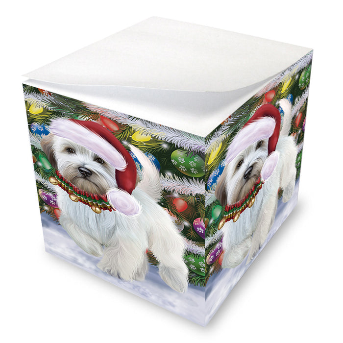 Chistmas Trotting in the Snow Wheaten Terrier Dog Note Cube NOC-DOTD-A57733