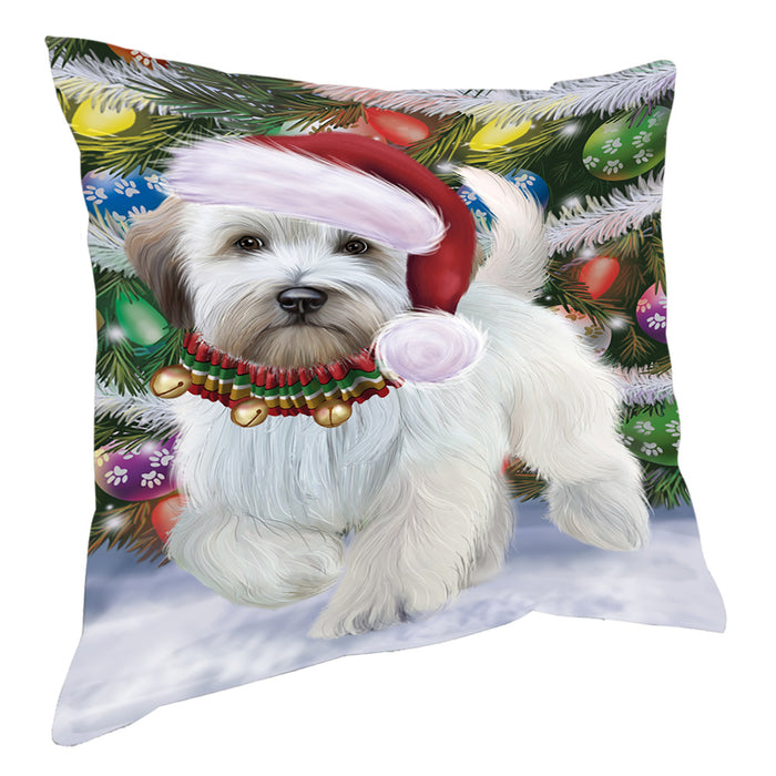 Chistmas Trotting in the Snow Wheaten Terrier Dog Pillow with Top Quality High-Resolution Images - Ultra Soft Pet Pillows for Sleeping - Reversible & Comfort - Ideal Gift for Dog Lover - Cushion for Sofa Couch Bed - 100% Polyester, PILA93949