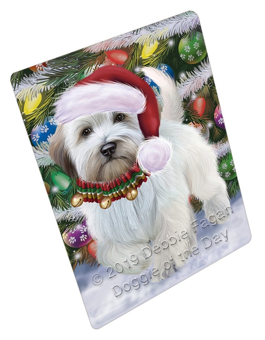 Chistmas Trotting in the Snow Wheaten Terrier Dog Cutting Board - For Kitchen - Scratch & Stain Resistant - Designed To Stay In Place - Easy To Clean By Hand - Perfect for Chopping Meats, Vegetables, CA84036