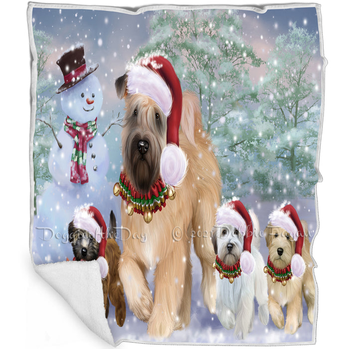 Christmas Running Family Wheaten Terrier Dogs Blanket BLNKT143426