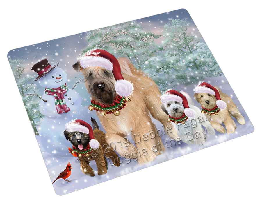 Christmas Running Family Wheaten Terrier Dogs Refrigerator/Dishwasher Magnet - Kitchen Decor Magnet - Pets Portrait Unique Magnet - Ultra-Sticky Premium Quality Magnet