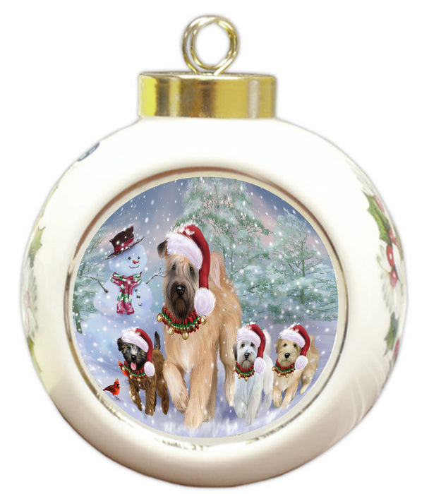 Christmas Running Family Wheaten Terrier Dogs Round Ball Christmas Ornament Pet Decorative Hanging Ornaments for Christmas X-mas Tree Decorations - 3" Round Ceramic Ornament