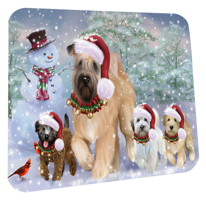 Christmas Running Family Wheaten Terrier Dogs Coasters Set of 4 CSTA58642