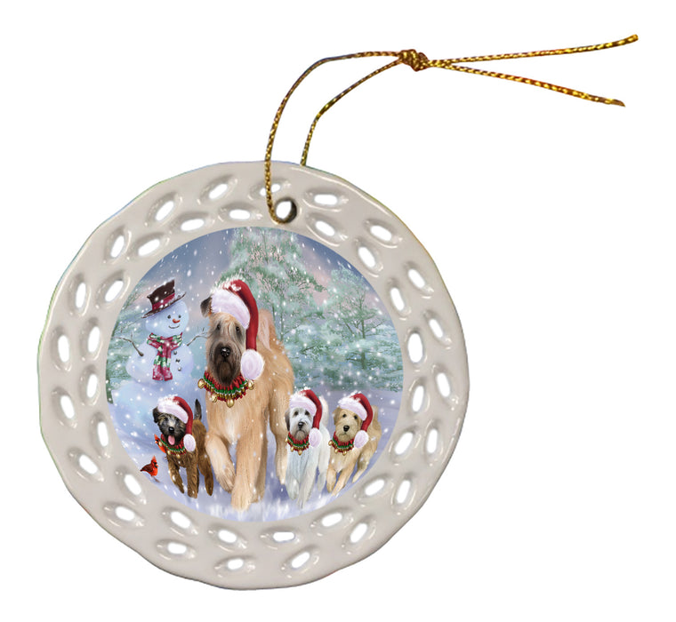 Christmas Running Family Wheaten Terrier Dogs Doily Ornament DPOR59126