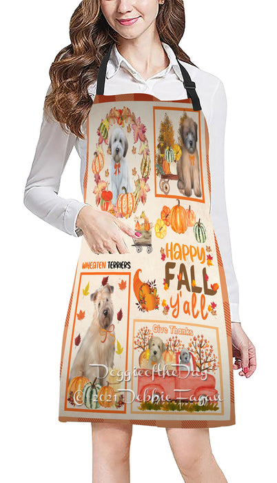 Happy Fall Y'all Pumpkin Wheaten Terrier Dogs Cooking Kitchen Adjustable Apron Apron49266