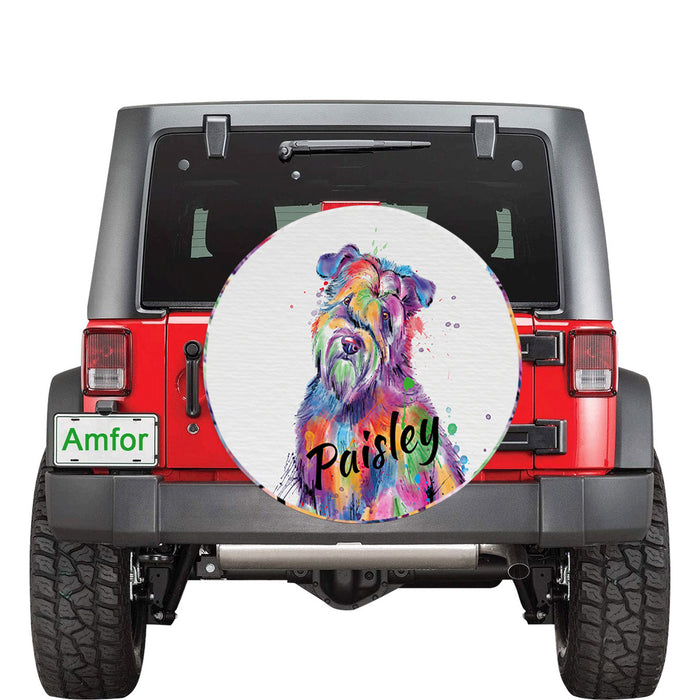 Custom Pet Name Personalized Watercolor Wheaten Terrier Dog Car Tire Cover
