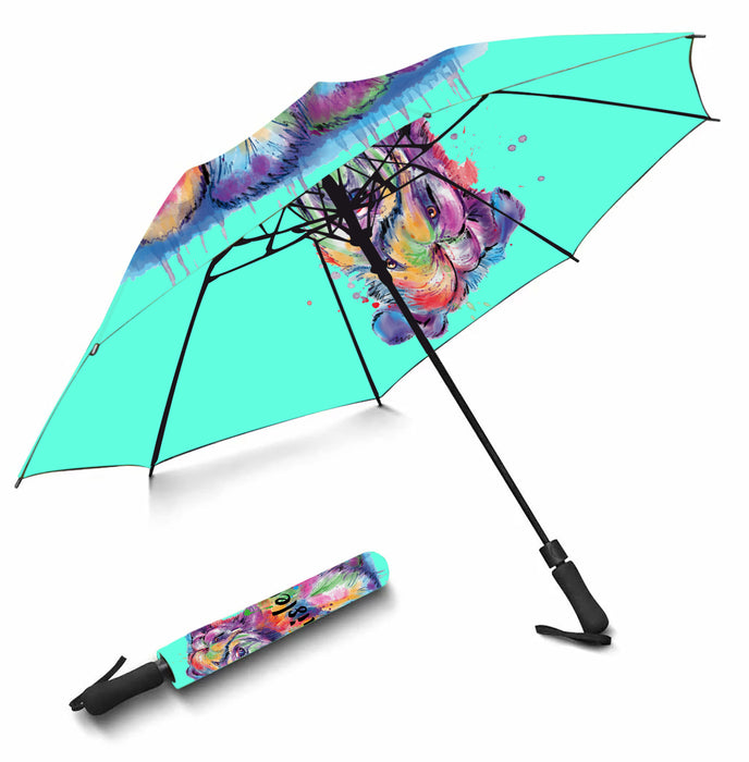 Custom Pet Name Personalized Watercolor Wheaten Terrier DogSemi-Automatic Foldable Umbrella