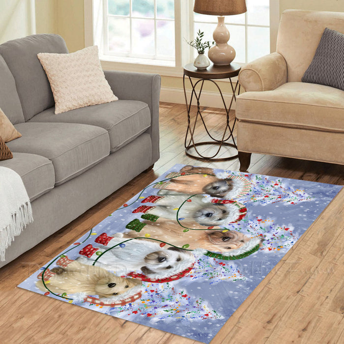Christmas Lights and Wheaten Terrier Dogs Area Rug - Ultra Soft Cute Pet Printed Unique Style Floor Living Room Carpet Decorative Rug for Indoor Gift for Pet Lovers