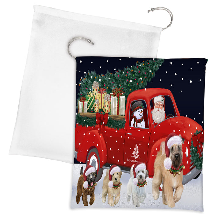 Christmas Express Delivery Red Truck Running Wheaten Terrier Dogs Drawstring Laundry or Gift Bag LGB48941