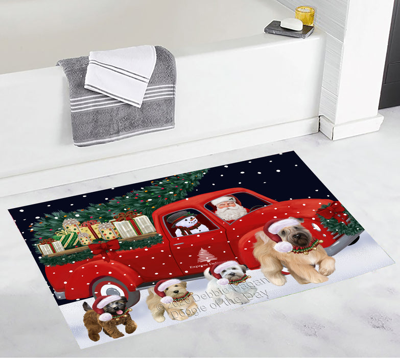 Christmas Express Delivery Red Truck Running Wheaten Terrier Dogs Bath Mat BRUG53623