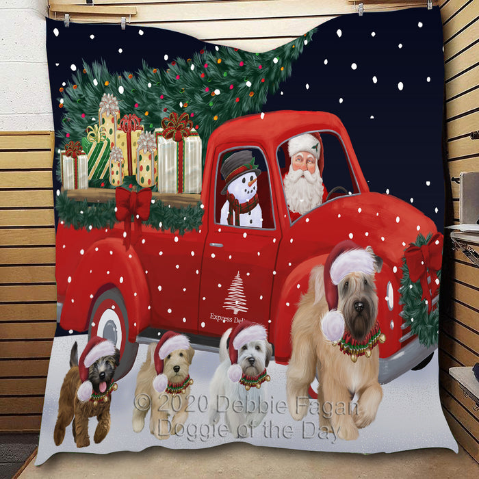 Christmas Express Delivery Red Truck Running Wheaten Terrier Dogs Lightweight Soft Bedspread Coverlet Bedding Quilt QUILT60106