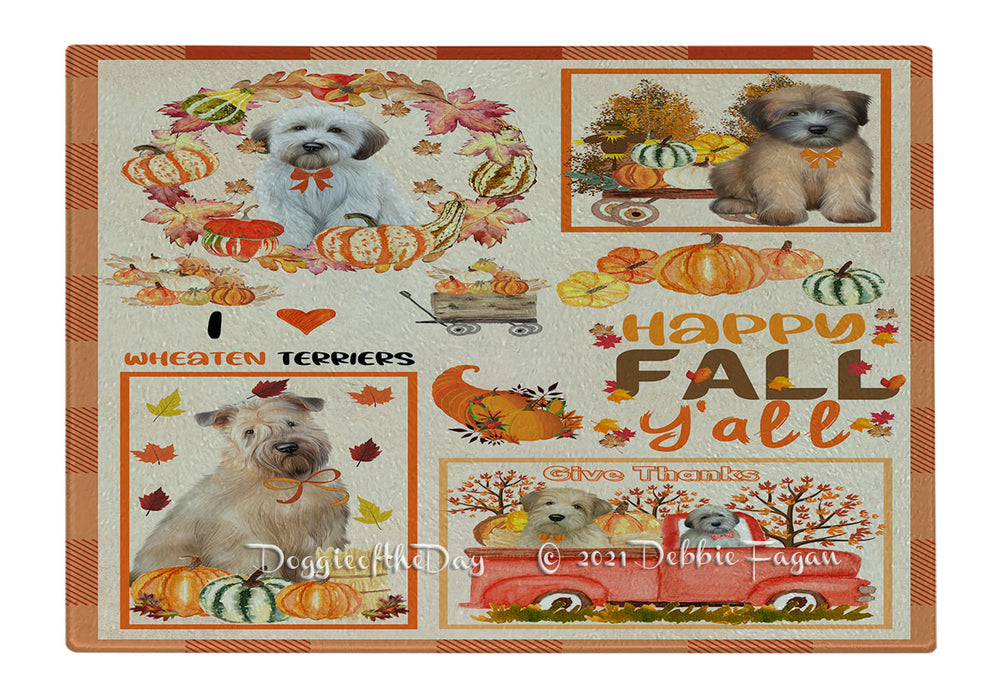 Happy Fall Y'all Pumpkin Wheaten Terrier Dogs Cutting Board - Easy Grip Non-Slip Dishwasher Safe Chopping Board Vegetables C80047