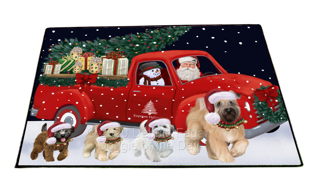 Christmas Express Delivery Red Truck Running Wheaten Terrier Dogs Indoor/Outdoor Welcome Floormat - Premium Quality Washable Anti-Slip Doormat Rug FLMS56740