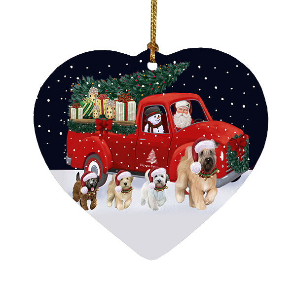 Christmas Express Delivery Red Truck Running Wheaten Terrier Dogs Heart Christmas Ornament RFPOR58131