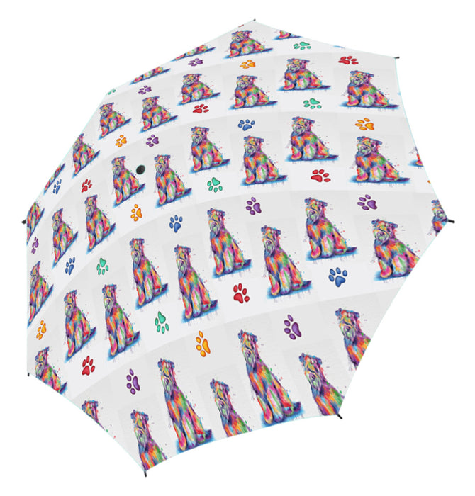 Watercolor Mini Wheaten Terrier DogsSemi-Automatic Foldable Umbrella