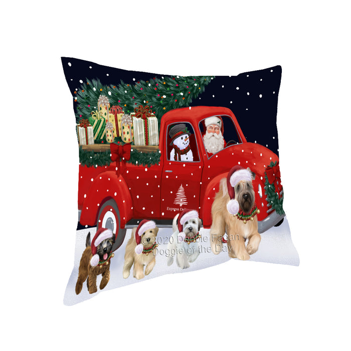 Christmas Express Delivery Red Truck Running Wheaten Terrier Dogs Pillow PIL86240