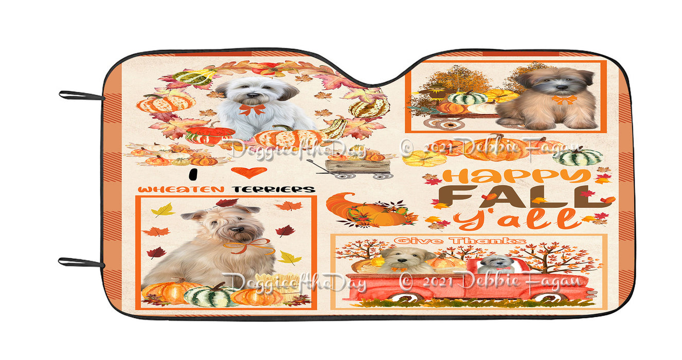 Happy Fall Y'all Pumpkin Wheaten Terrier Dogs Car Sun Shade Cover Curtain