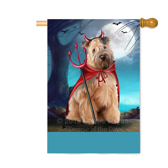 Personalized Happy Halloween Trick or Treat Wheaten Terrier Dog Devil Custom House Flag FLG64186