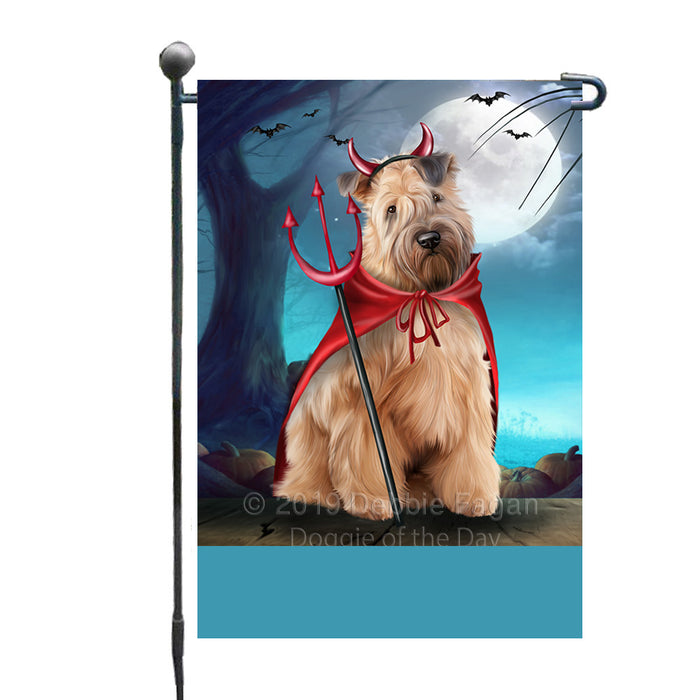 Personalized Happy Halloween Trick or Treat Wheaten Terrier Dog Devil Custom Garden Flag GFLG64495