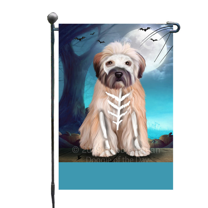 Personalized Happy Halloween Trick or Treat Wheaten Terrier Dog Skeleton Custom Garden Flag GFLG64550