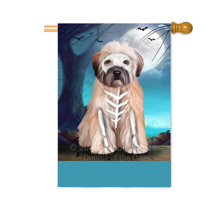 Personalized Happy Halloween Trick or Treat Wheaten Terrier Dog Skeleton Custom House Flag FLG64241