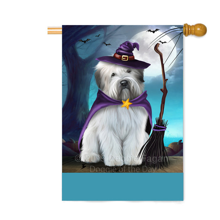 Personalized Happy Halloween Trick or Treat Wheaten Terrier Dog Witch Custom House Flag FLG64296