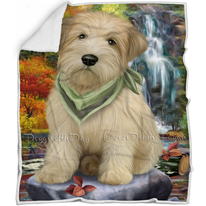 Scenic Waterfall Soft-Coated Wheaten Terrier Dog Blanket BLNKT67773