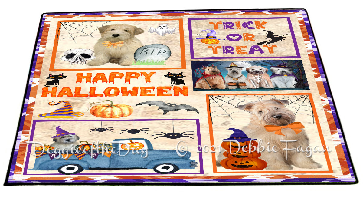Happy Halloween Trick or Treat Wheaten Terrier Dogs Indoor/Outdoor Welcome Floormat - Premium Quality Washable Anti-Slip Doormat Rug FLMS58258