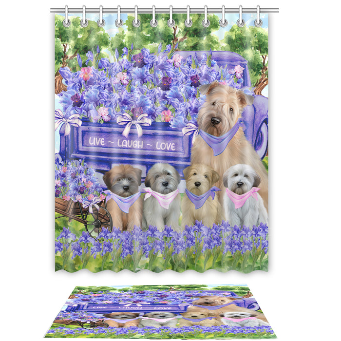 Wheaten Terrier Shower Curtain & Bath Mat Set, Custom, Explore a Variety of Designs, Personalized, Curtains with hooks and Rug Bathroom Decor, Halloween Gift for Dog Lovers