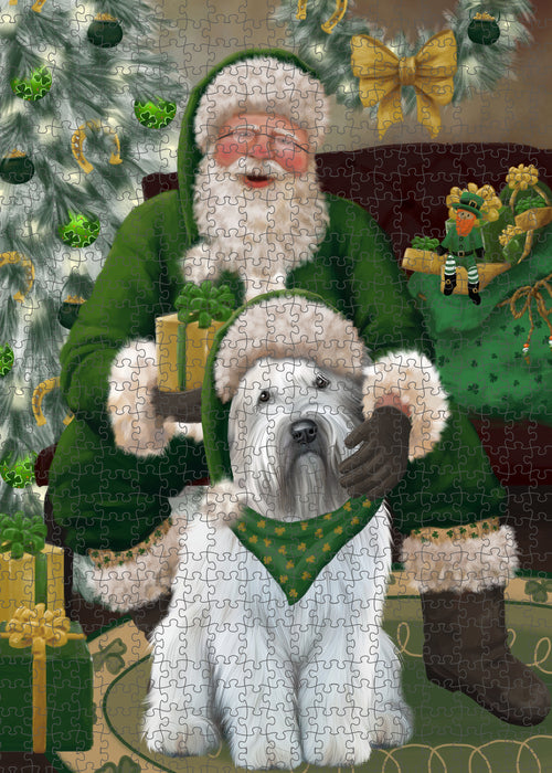 Christmas Irish Santa with Gift and Wheaten Terrier Dog Puzzle  PUZL100632