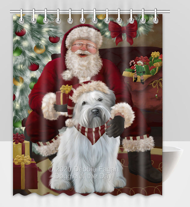 Santa's Christmas Surprise Wheaten Terrier Dog Shower Curtain Bathroom Accessories Decor Bath Tub Screens SC291