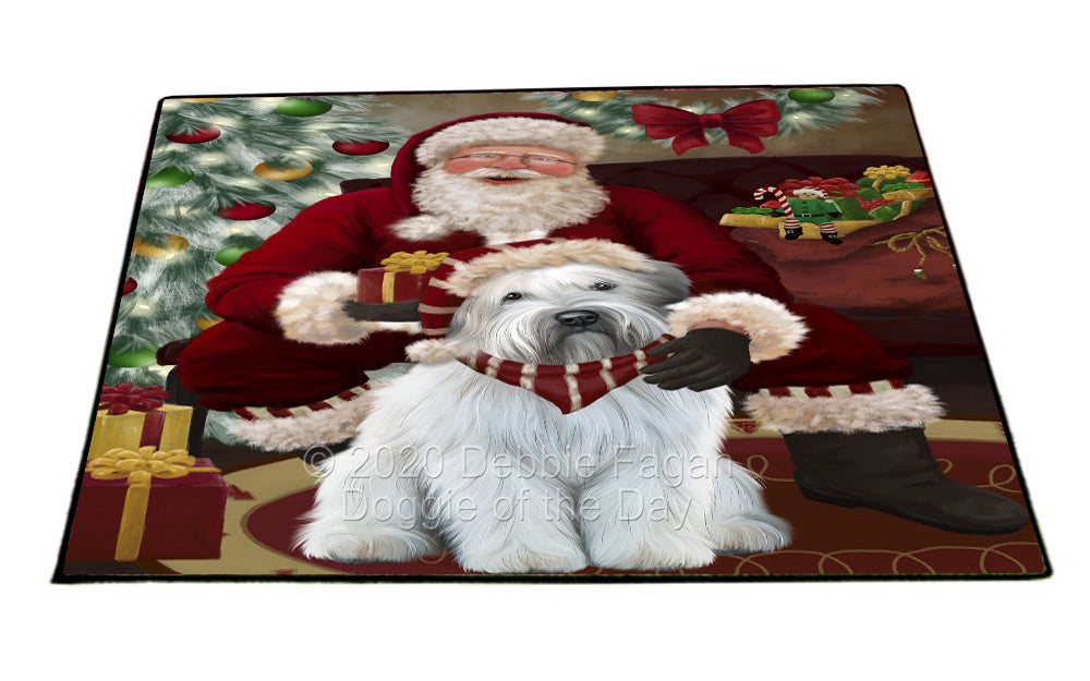 Santa's Christmas Surprise Wheaten Terrier Dog Indoor/Outdoor Welcome Floormat - Premium Quality Washable Anti-Slip Doormat Rug FLMS57616