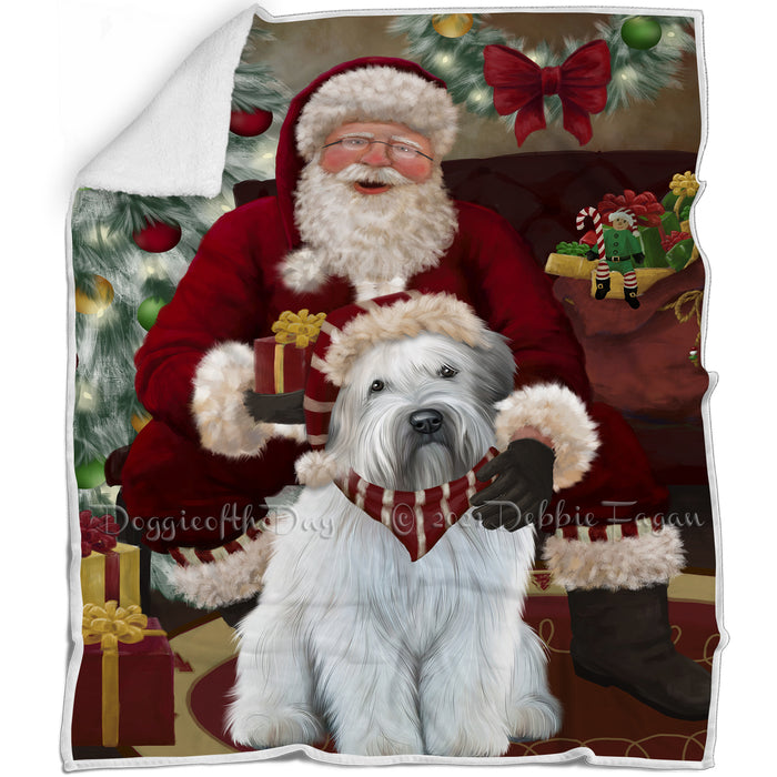 Santa's Christmas Surprise Wheaten Terrier Dog Blanket BLNKT142493