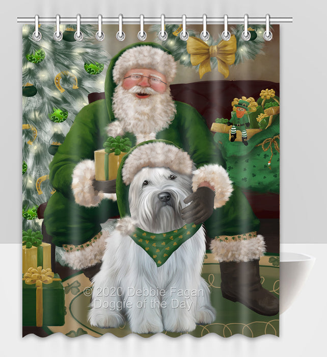Christmas Irish Santa with Gift and Wheaten Terrier Dog Shower Curtain Bathroom Accessories Decor Bath Tub Screens SC193