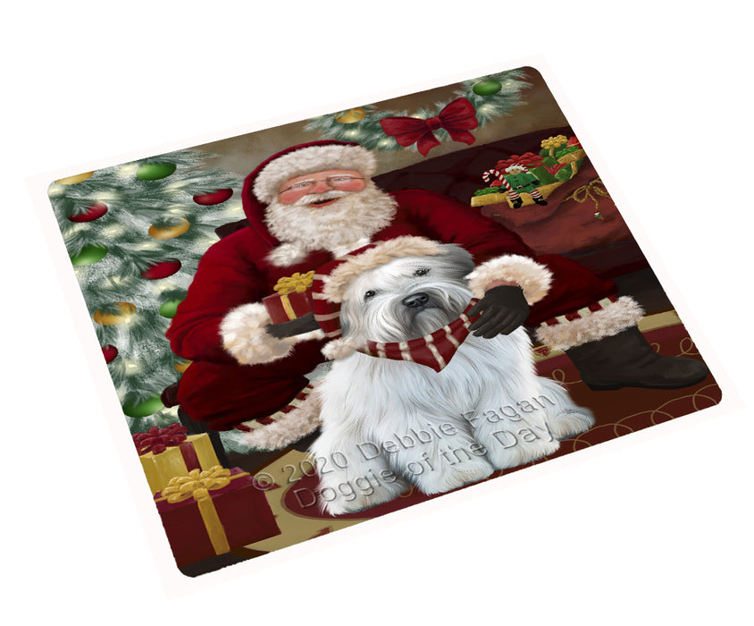 Santa's Christmas Surprise Wheaten Terrier Dog Cutting Board - Easy Grip Non-Slip Dishwasher Safe Chopping Board Vegetables C78796