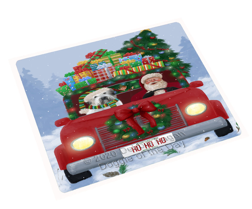 Christmas Honk Honk Red Truck Here Comes with Santa and Wheaten Terrier Dog Cutting Board - Easy Grip Non-Slip Dishwasher Safe Chopping Board Vegetables C78208