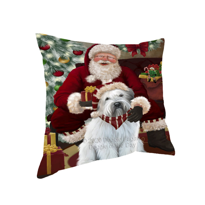 Santa's Christmas Surprise Wheaten Terrier Dog Pillow PIL87408