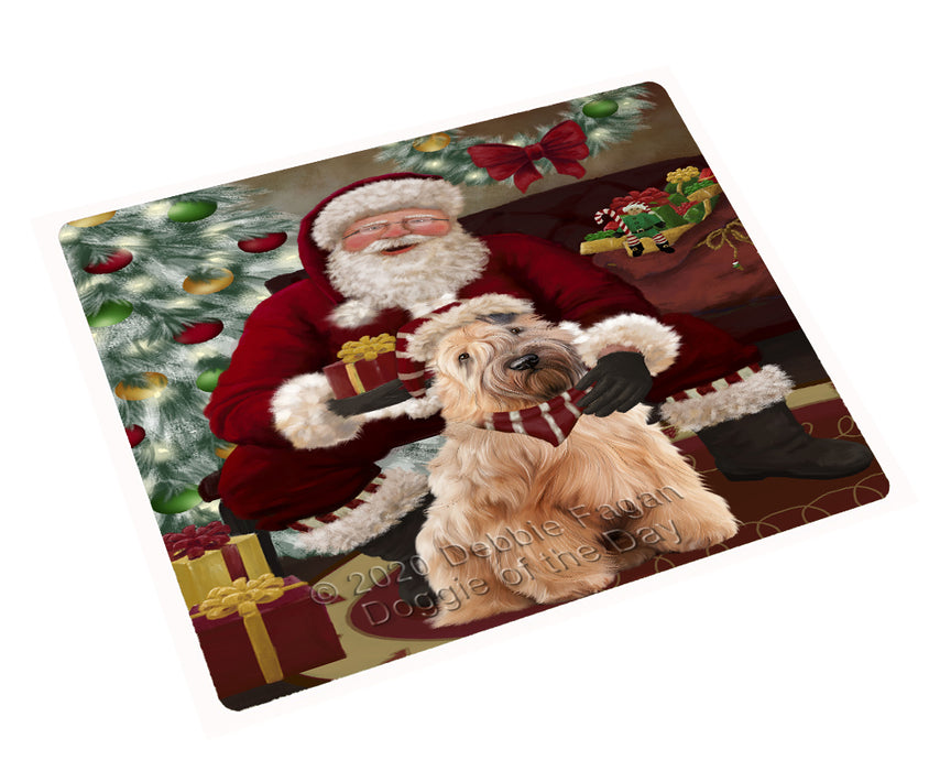 Santa's Christmas Surprise Wheaten Terrier Dog Cutting Board - Easy Grip Non-Slip Dishwasher Safe Chopping Board Vegetables C78799