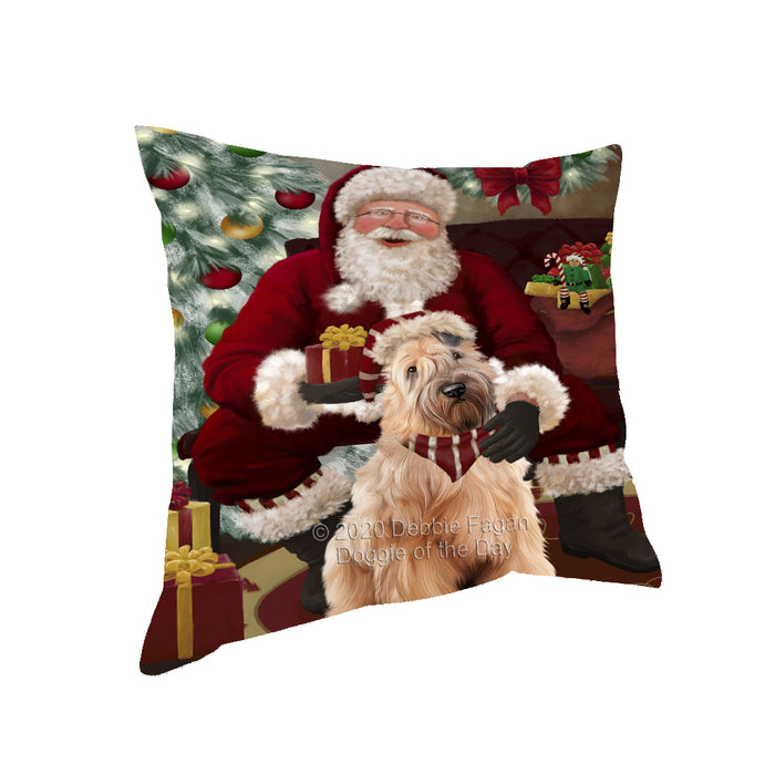 Santa's Christmas Surprise Wheaten Terrier Dog Pillow PIL87412