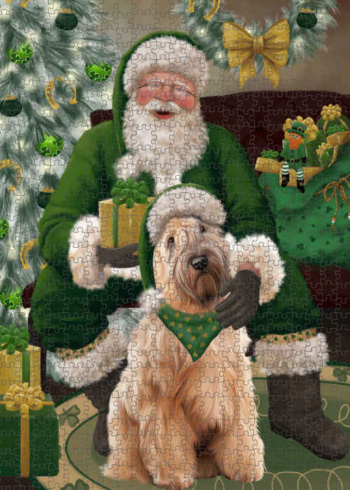 Christmas Irish Santa with Gift and Wheaten Terrier Dog Puzzle  PUZL100636