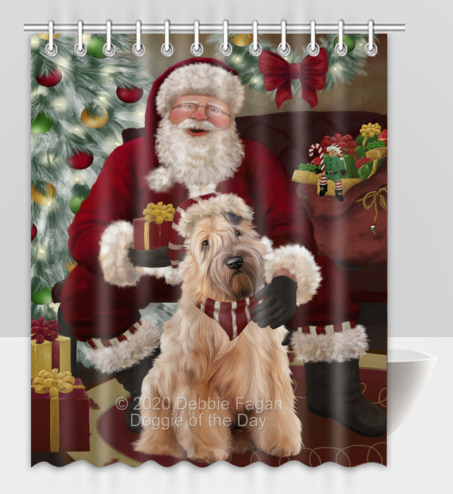 Santa's Christmas Surprise Wheaten Terrier Dog Shower Curtain Bathroom Accessories Decor Bath Tub Screens SC292
